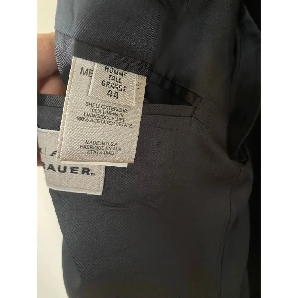 AKA EDDIE BAUER mens blazer sport coat jacket 44 linen black suit seperates